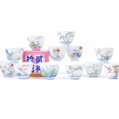 陶溪川 -清康熙青花五彩十二月花卉杯 盲盒